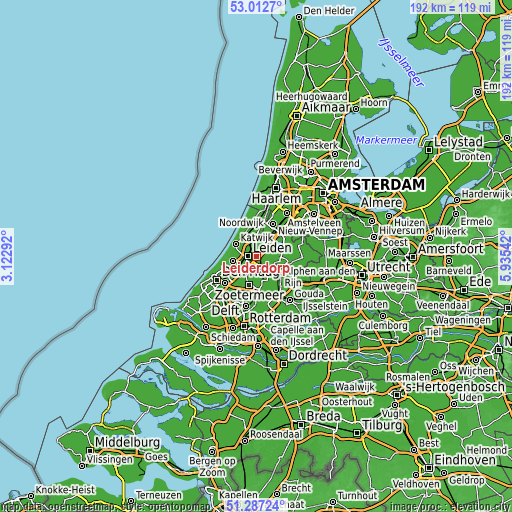 Topographic map of Leiderdorp