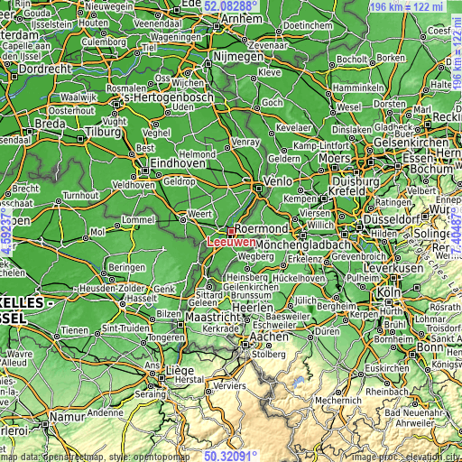 Topographic map of Leeuwen