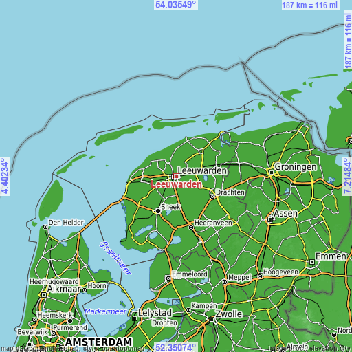 Topographic map of Leeuwarden