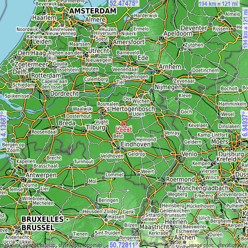 Topographic map of Leest