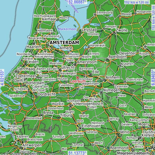 Topographic map of Leersum