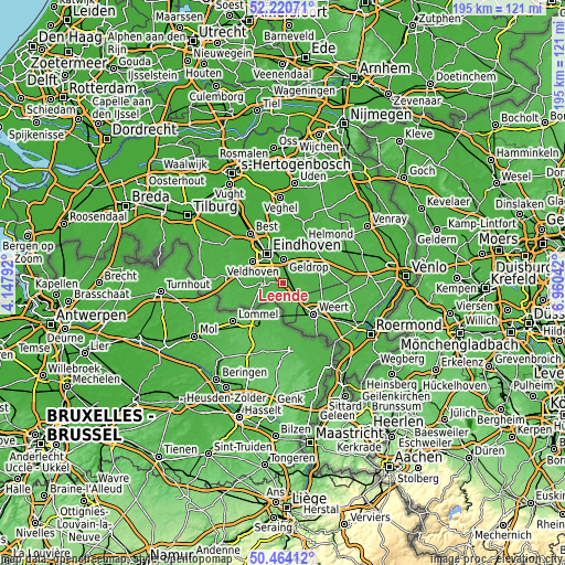 Topographic map of Leende