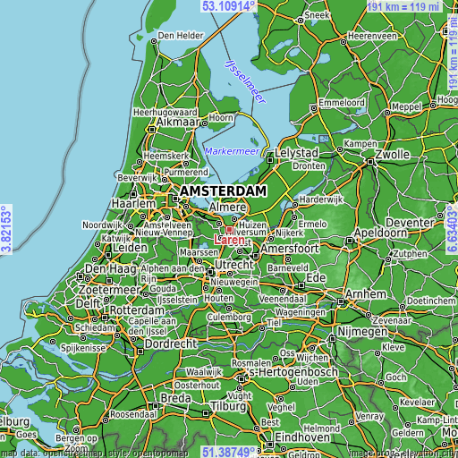 Topographic map of Laren