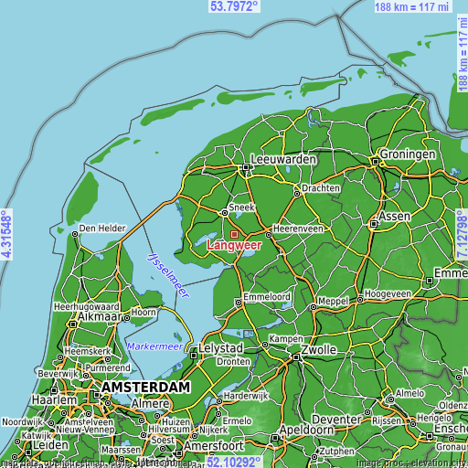 Topographic map of Langweer