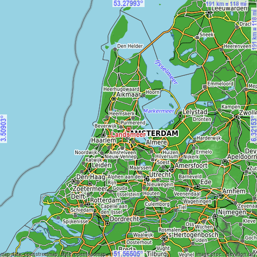 Topographic map of Landsmeer