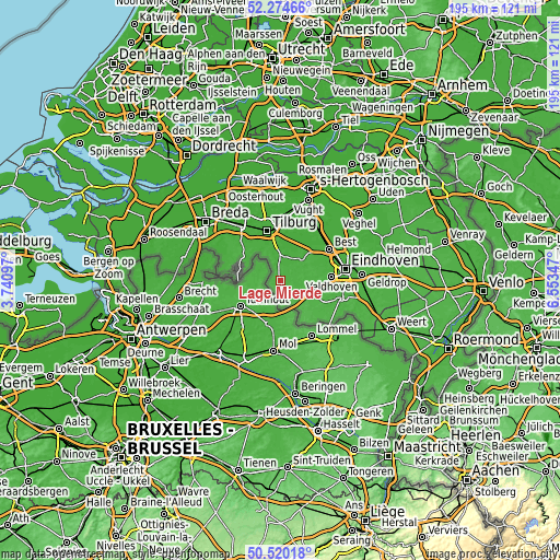 Topographic map of Lage Mierde