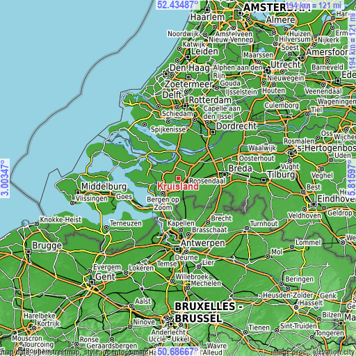 Topographic map of Kruisland