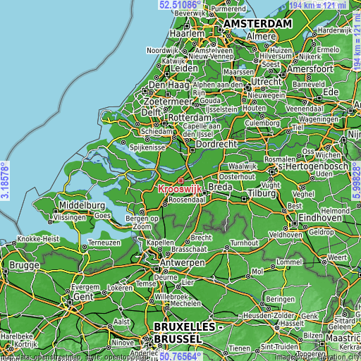 Topographic map of Krooswijk