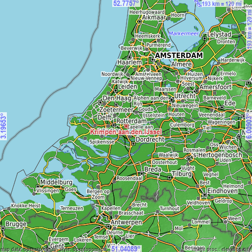 Topographic map of Krimpen aan den IJssel