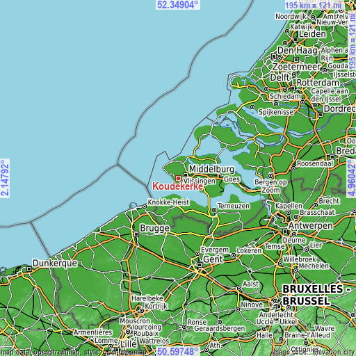 Topographic map of Koudekerke