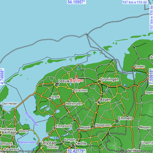 Topographic map of Kollum