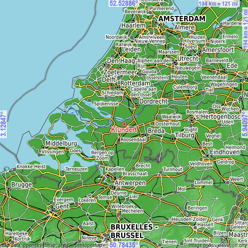 Topographic map of Klundert