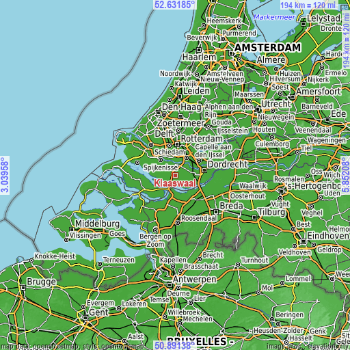Topographic map of Klaaswaal