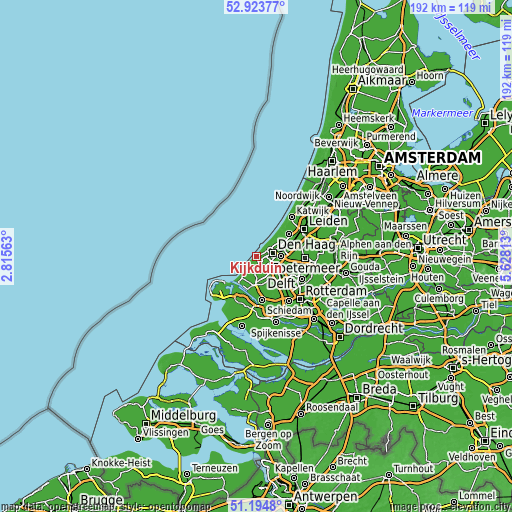 Topographic map of Kijkduin