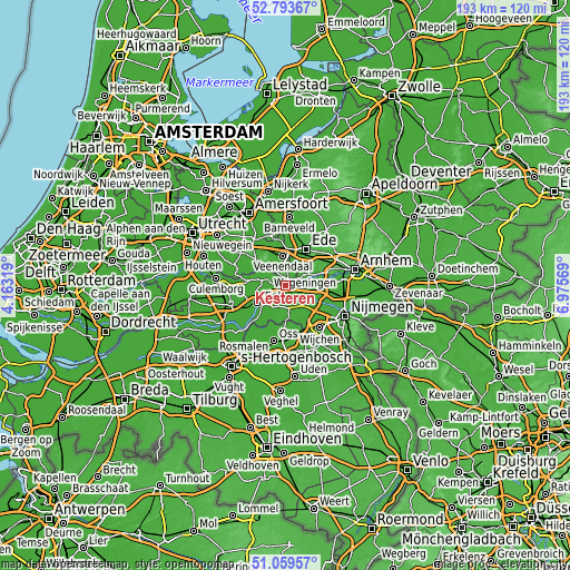 Topographic map of Kesteren