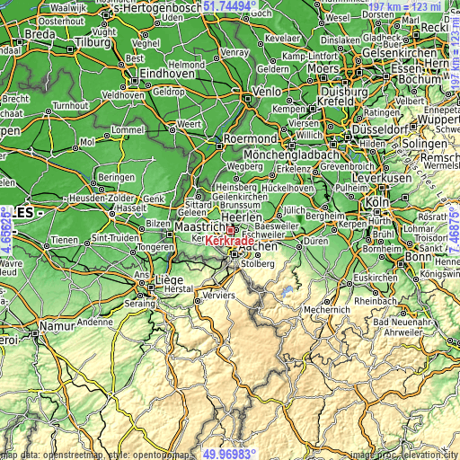 Topographic map of Kerkrade