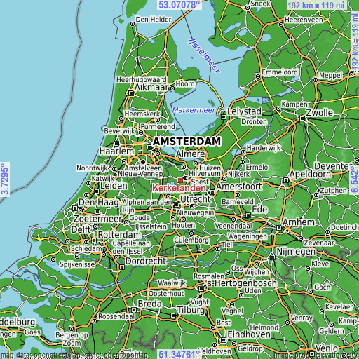 Topographic map of Kerkelanden