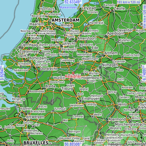 Topographic map of Kerkdriel