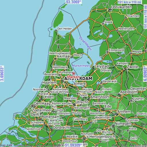 Topographic map of Marken