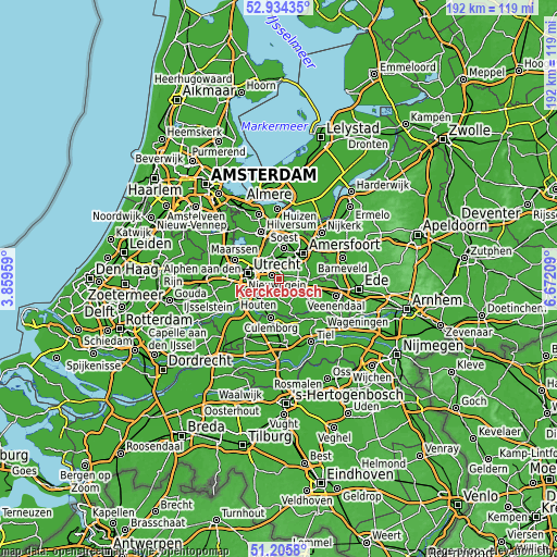 Topographic map of Kerckebosch