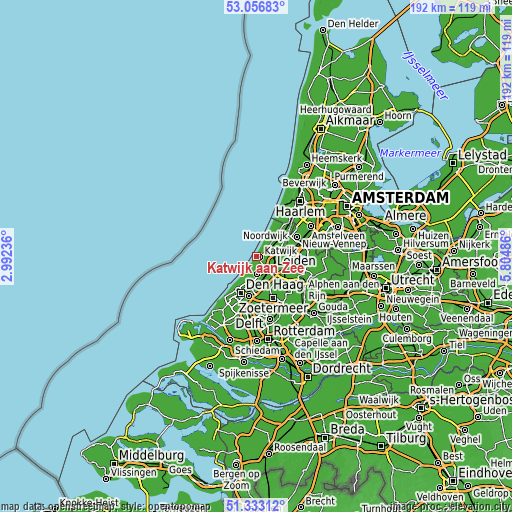 Topographic map of Katwijk aan Zee