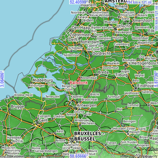 Topographic map of Kalsdonk