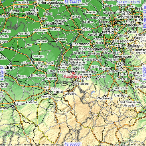 Topographic map of Kaalheide