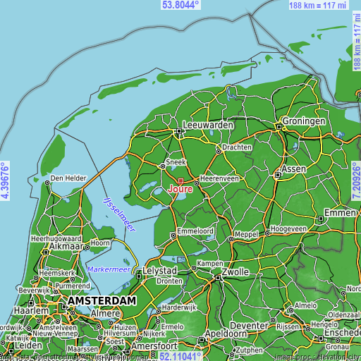 Topographic map of Joure