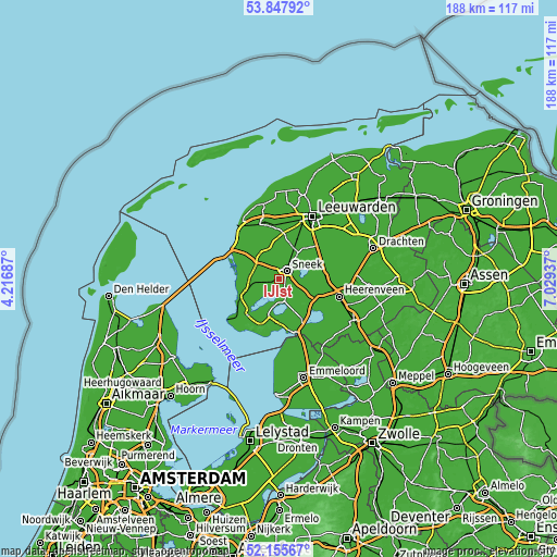 Topographic map of IJlst