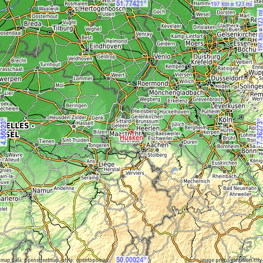 Topographic map of Husken