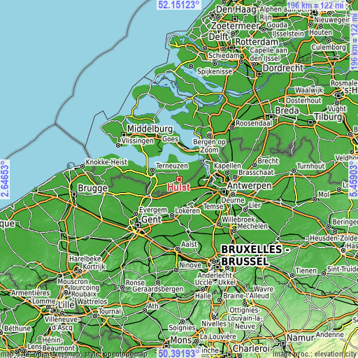 Topographic map of Hulst