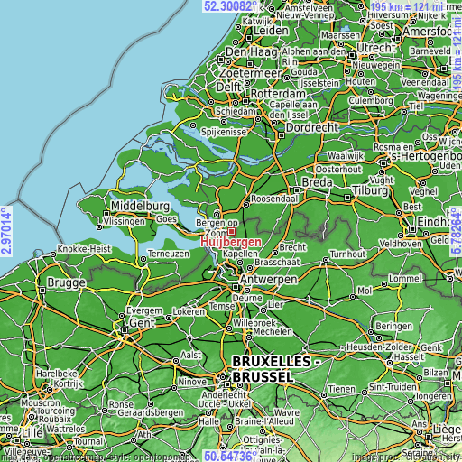 Topographic map of Huijbergen