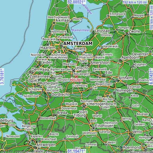 Topographic map of Houten