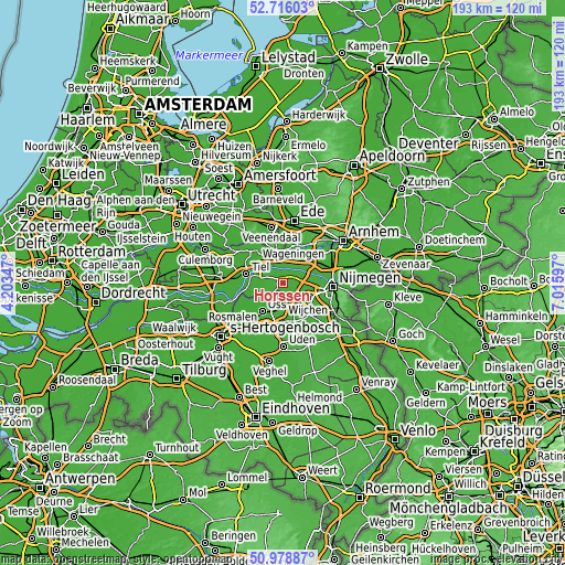 Topographic map of Horssen