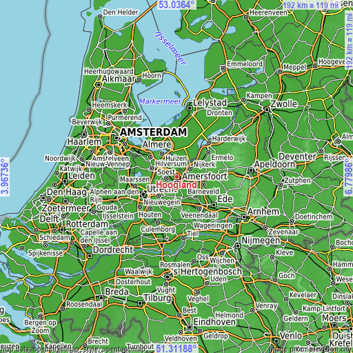 Topographic map of Hoogland