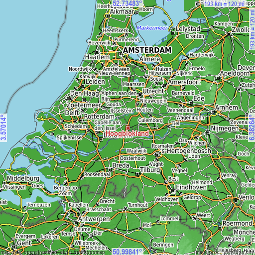 Topographic map of Hoogblokland