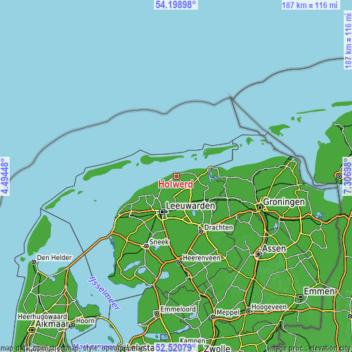 Topographic map of Holwerd