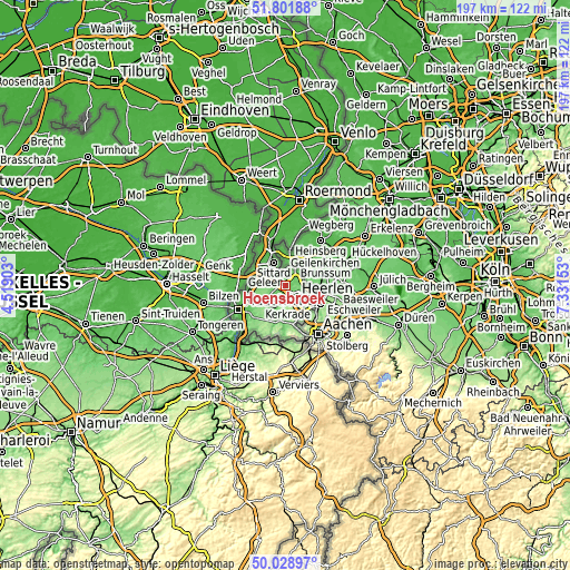 Topographic map of Hoensbroek
