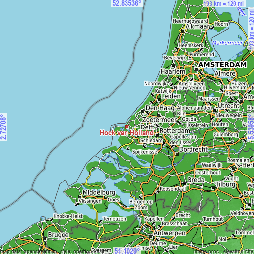 Topographic map of Hoek van Holland
