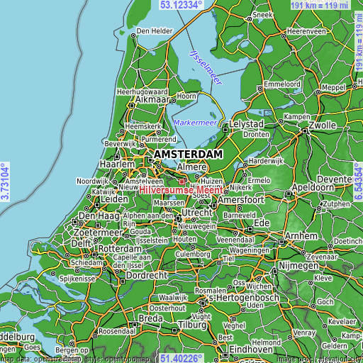 Topographic map of Hilversumse Meent
