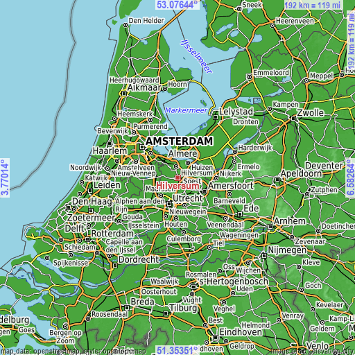 Topographic map of Hilversum