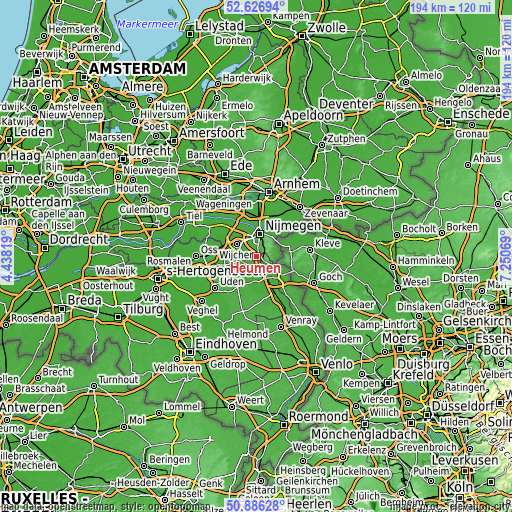 Topographic map of Heumen