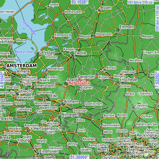 Topographic map of Het Oostrik