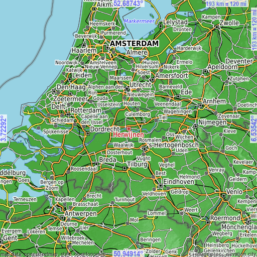 Topographic map of Herwijnen