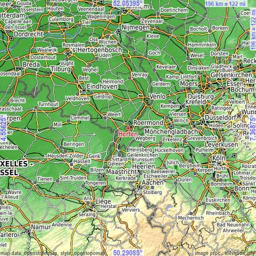 Topographic map of Herten