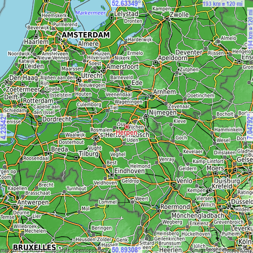 Topographic map of Herpen