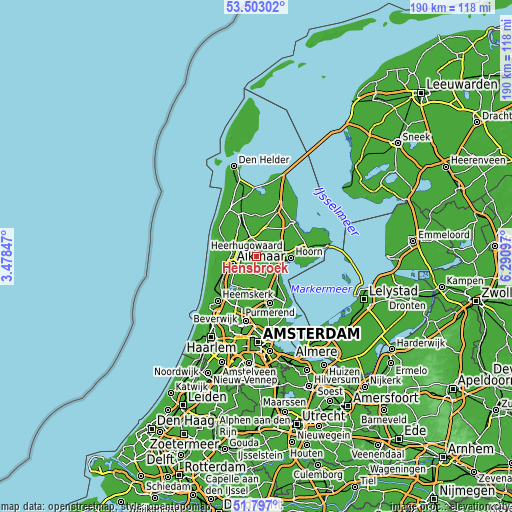 Topographic map of Hensbroek