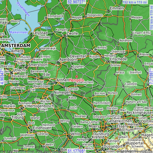 Topographic map of Hengelo