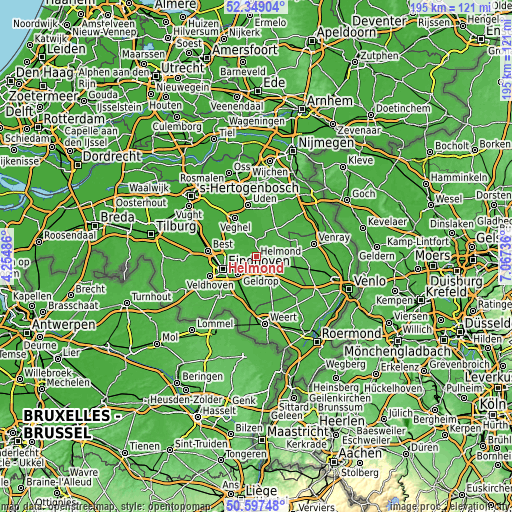 Topographic map of Helmond
