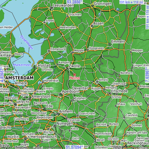 Topographic map of Heino